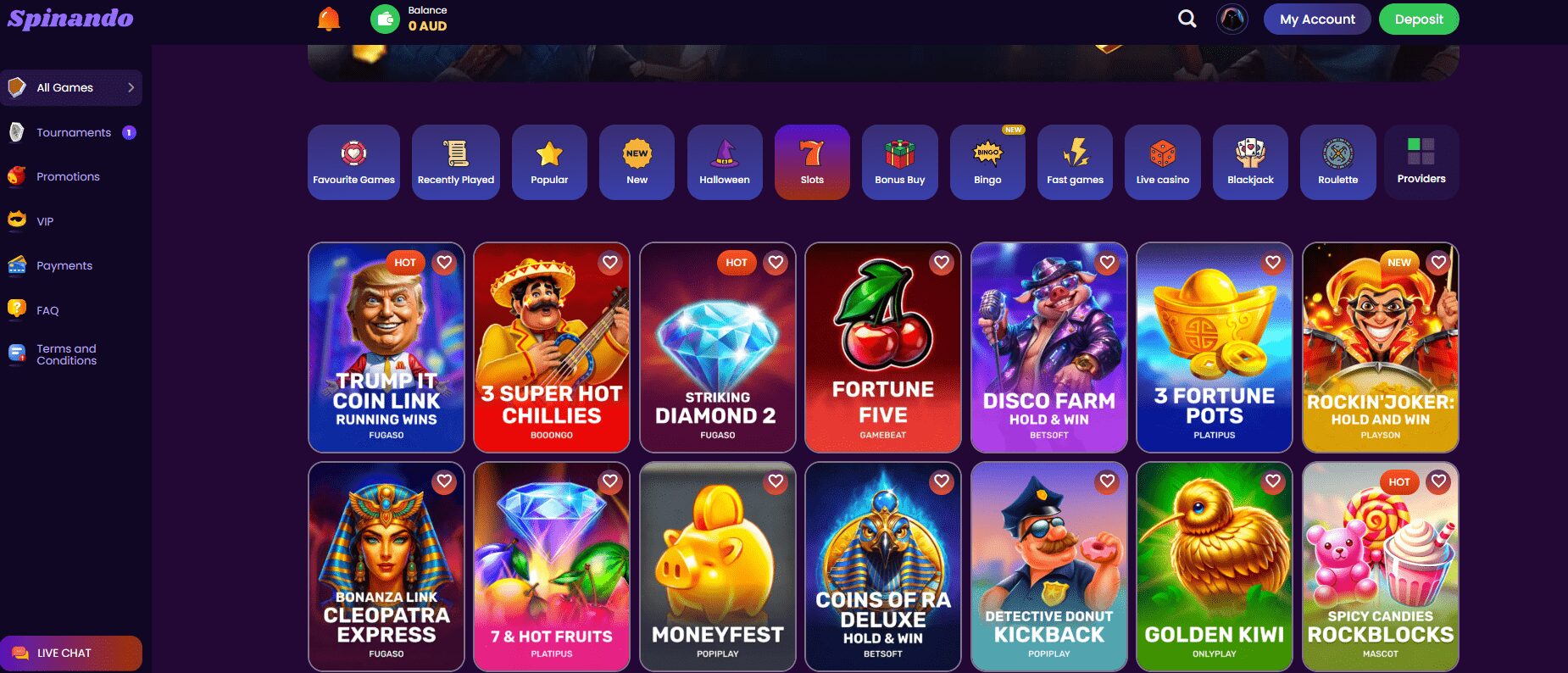 Spinando Casino Online Pokies