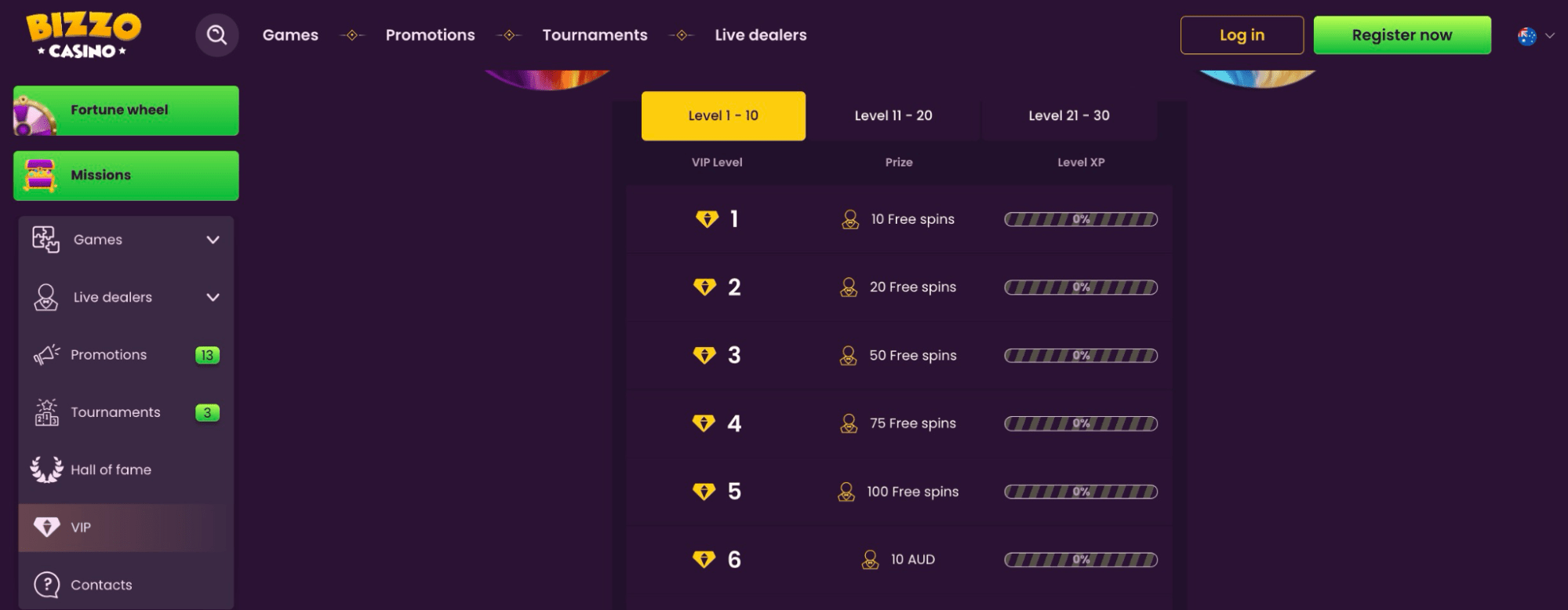 Bizzo Casino VIP free spins