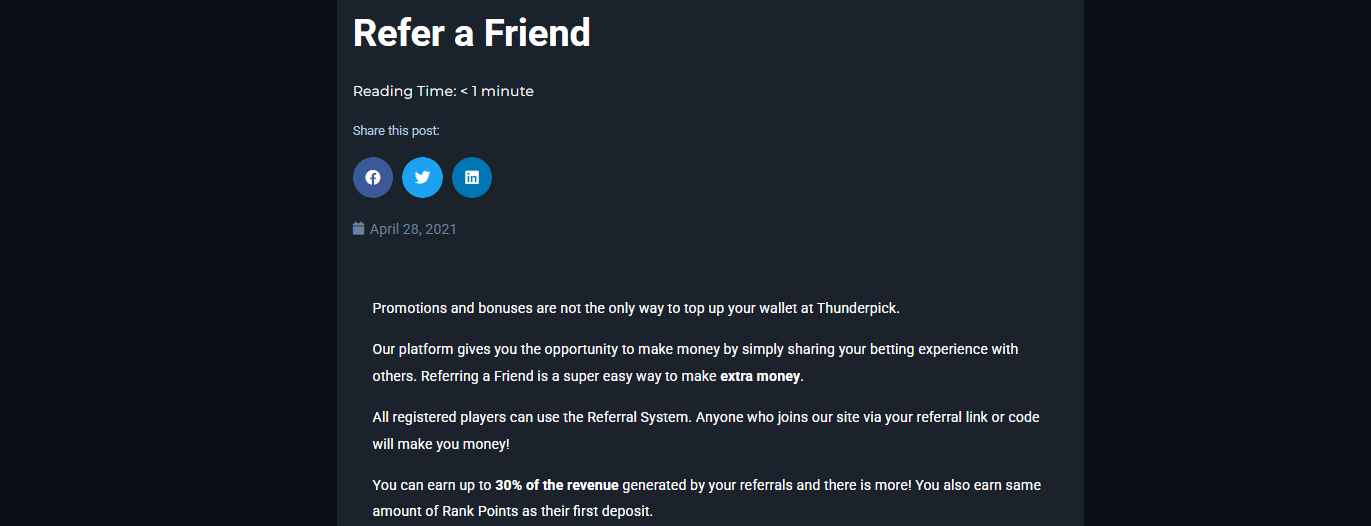 Thunderpick Casino refer a friend promo