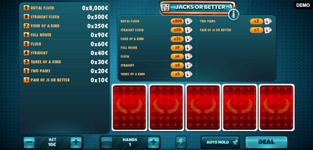 Jacks or Better example 1