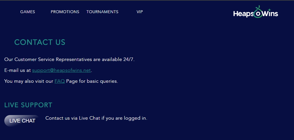 Heaps O Wins contact info