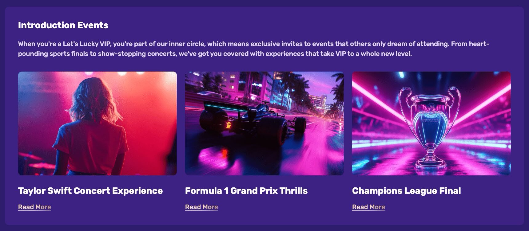 Let's Lucky Casino VIP events