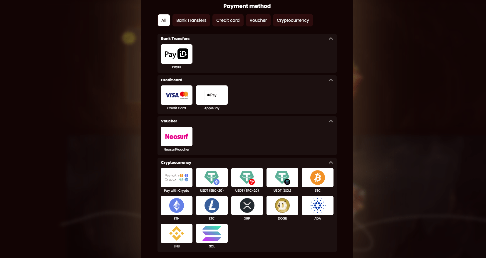 DragonSlots payment methods