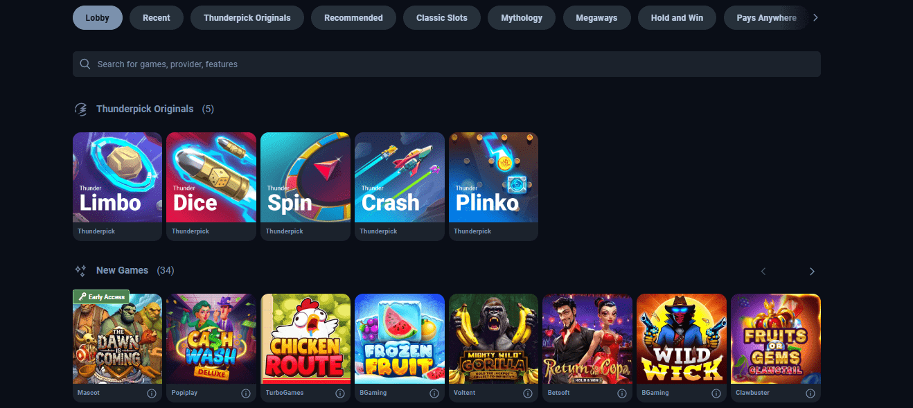 Thunderpick Casino real money casino games