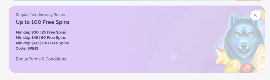 Boho Casino Wednesday bonus