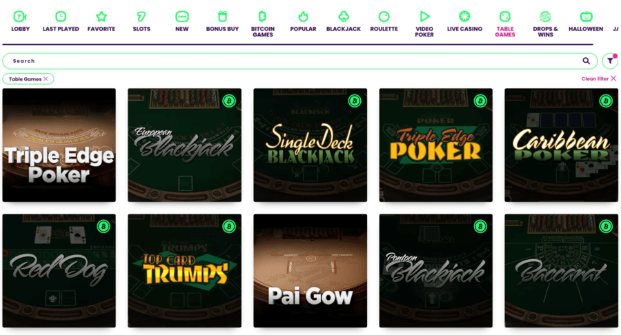 Rocket Casino table games