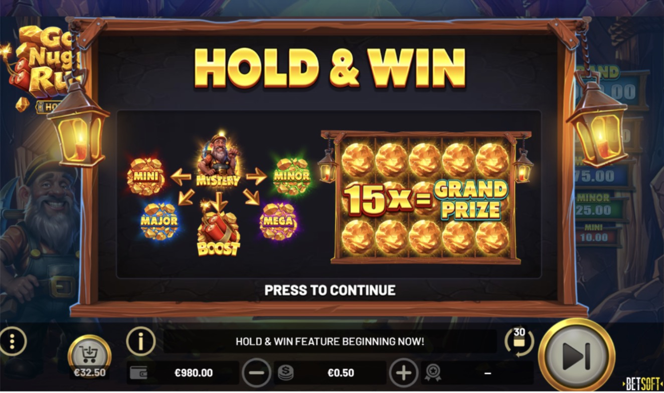 Gold Nugget Rush: Hold and Win
