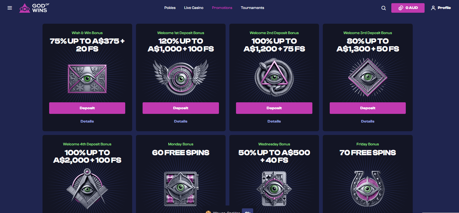 God of Wins Casino Bonuses