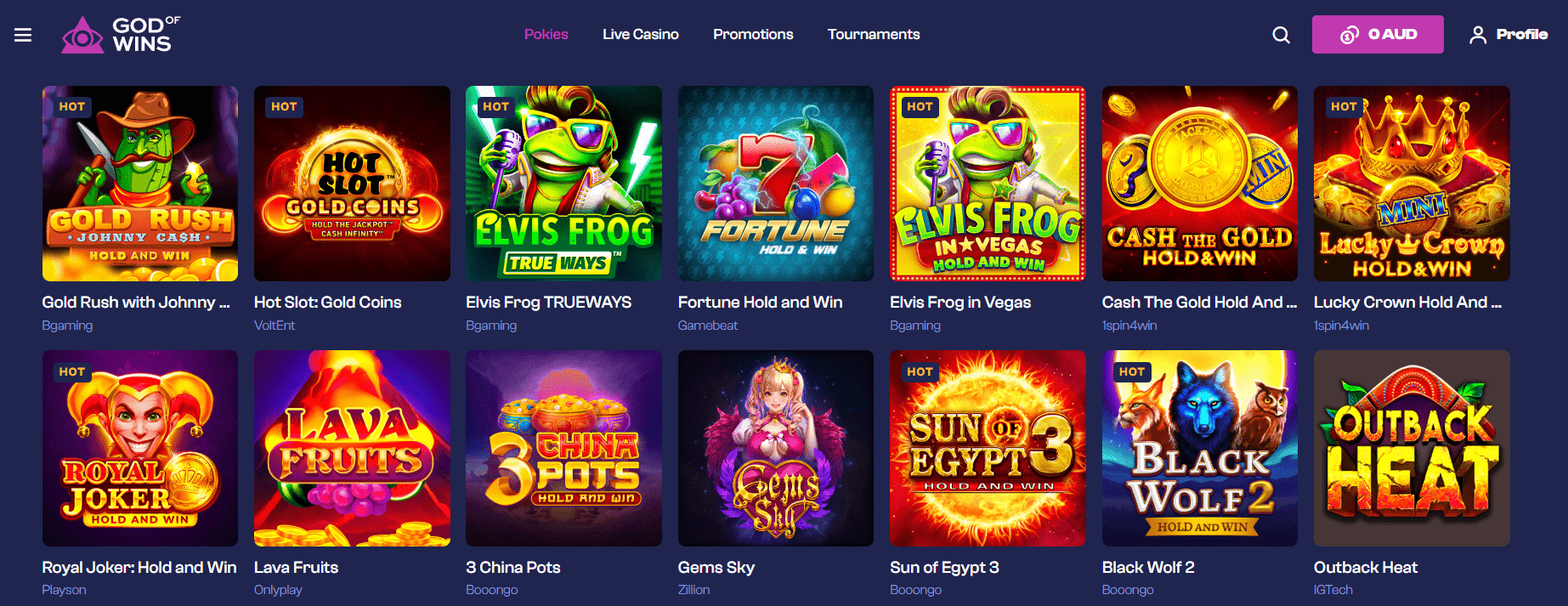 God of Wins Casino jackpots