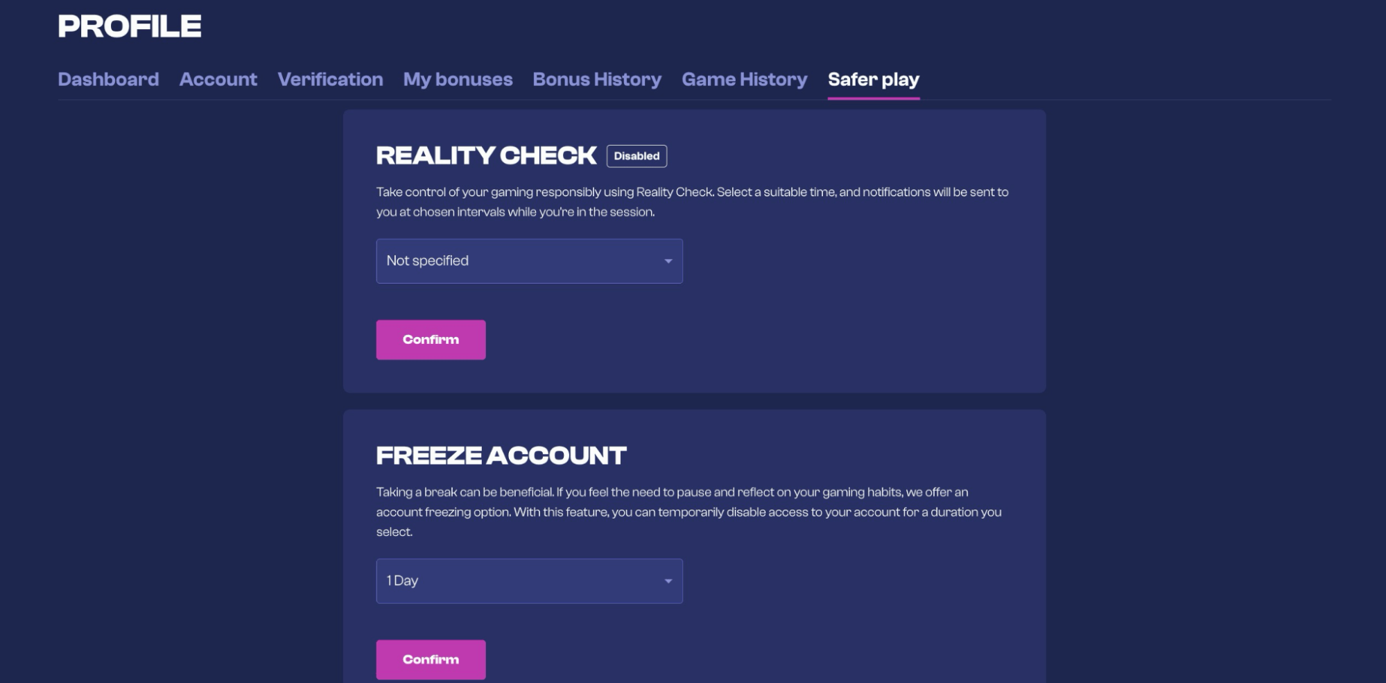 God of Wins Casino responsible gambling tools