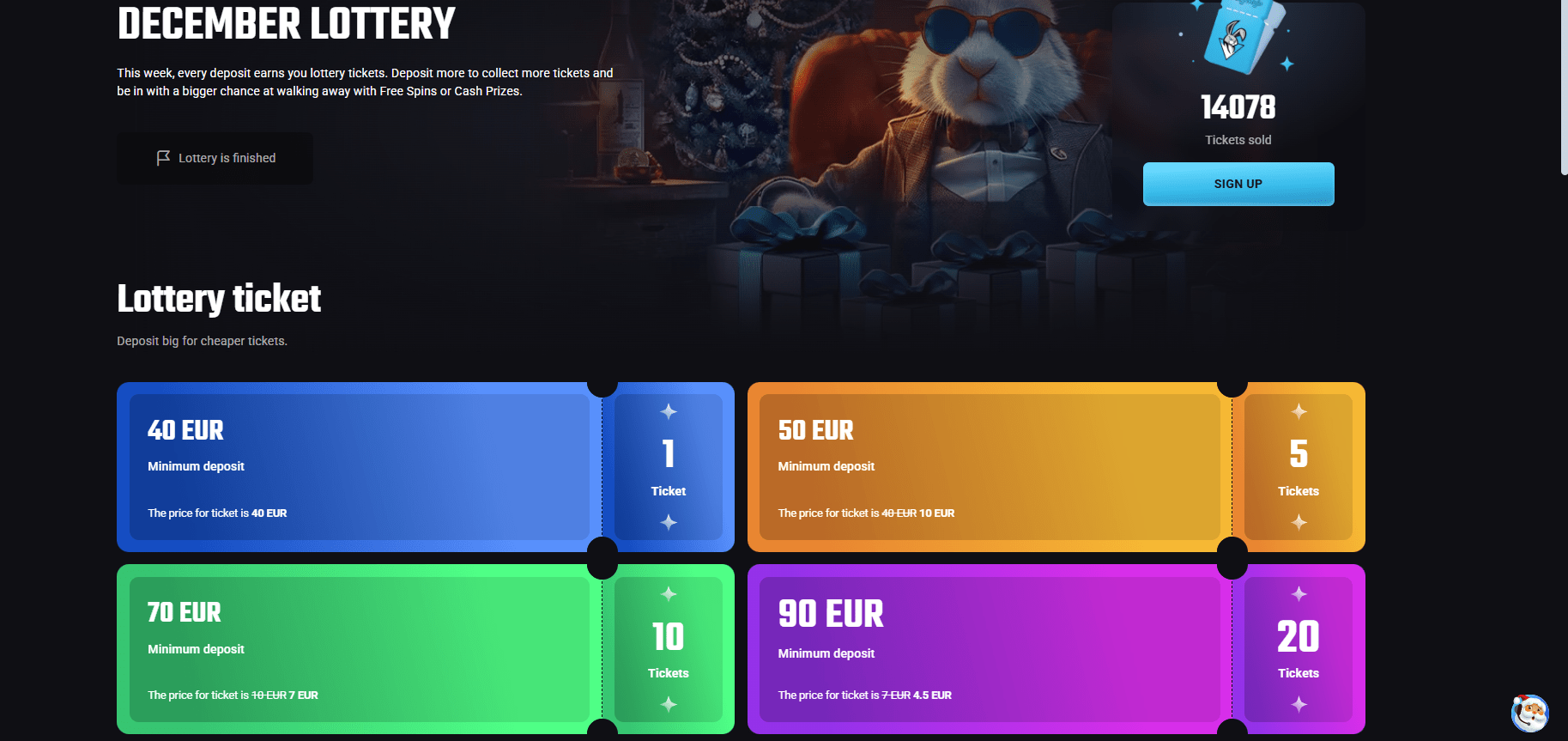 December Lottery at PlayMojo