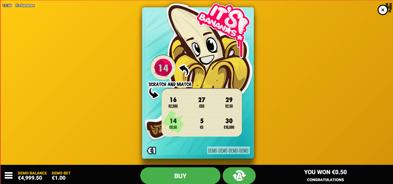 It's Bannanas Scratchcard by Hacksaw
