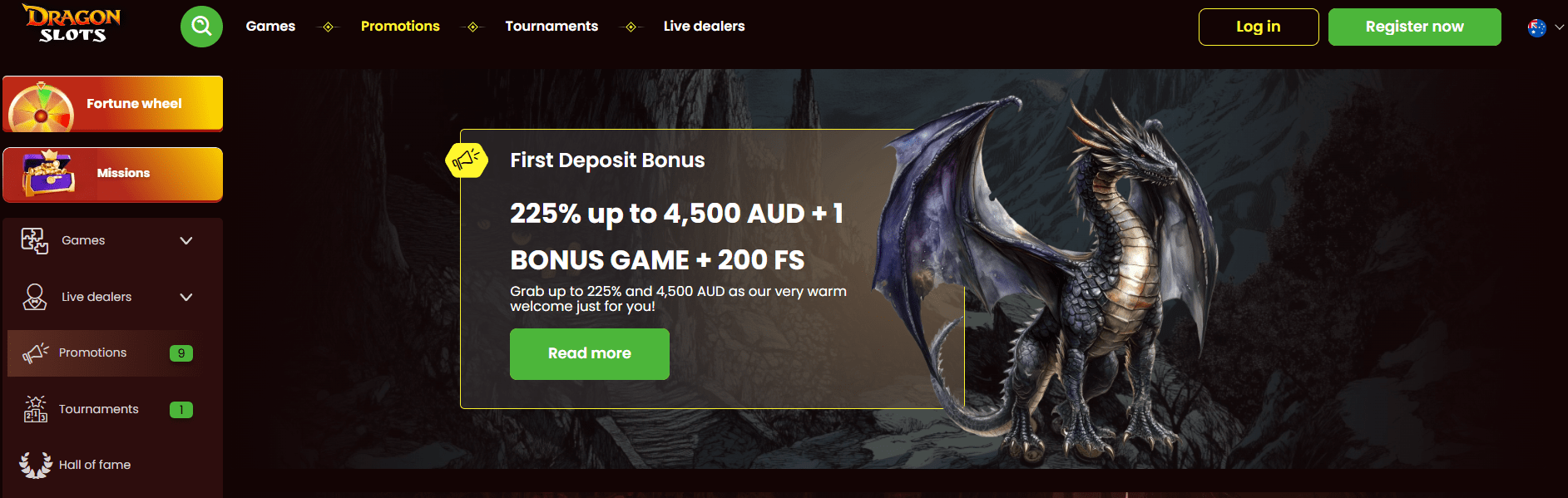 DragonSlots first deposit bonus