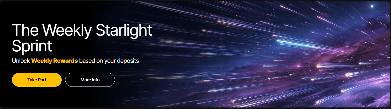 JustCasino weekly rewards called The Weekly Starlight Sprint