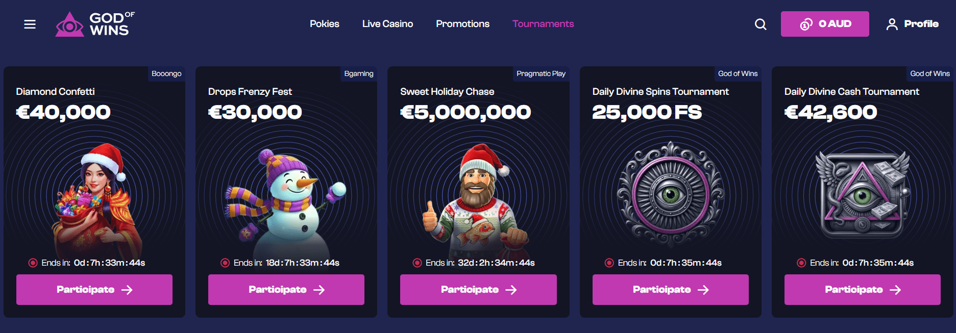 God of Wins Casino Tournaments