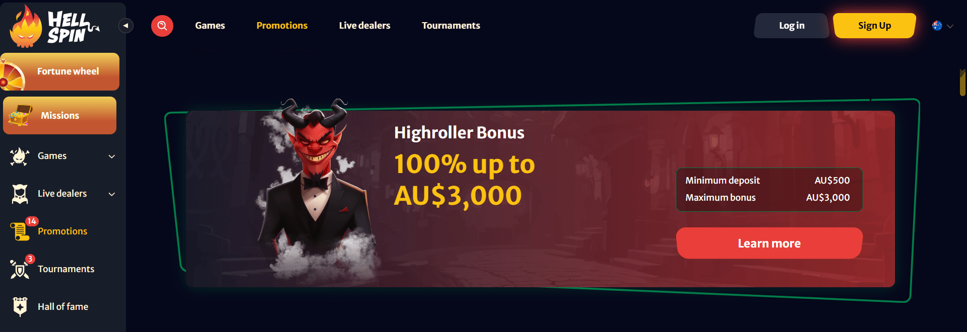 HellSpin High Roller Bonus