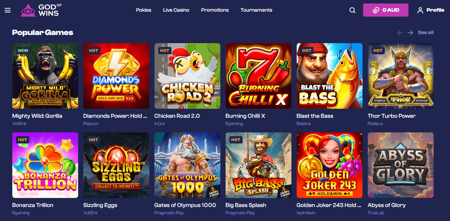 God of Wins Casino online pokies