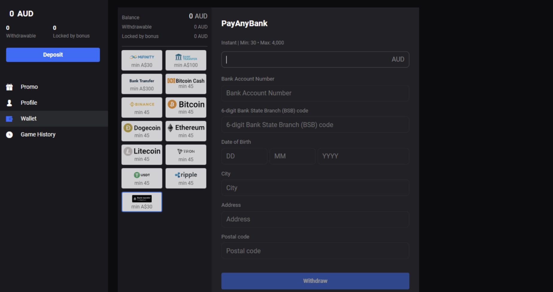 Neospin Casino Withdrawal methods
