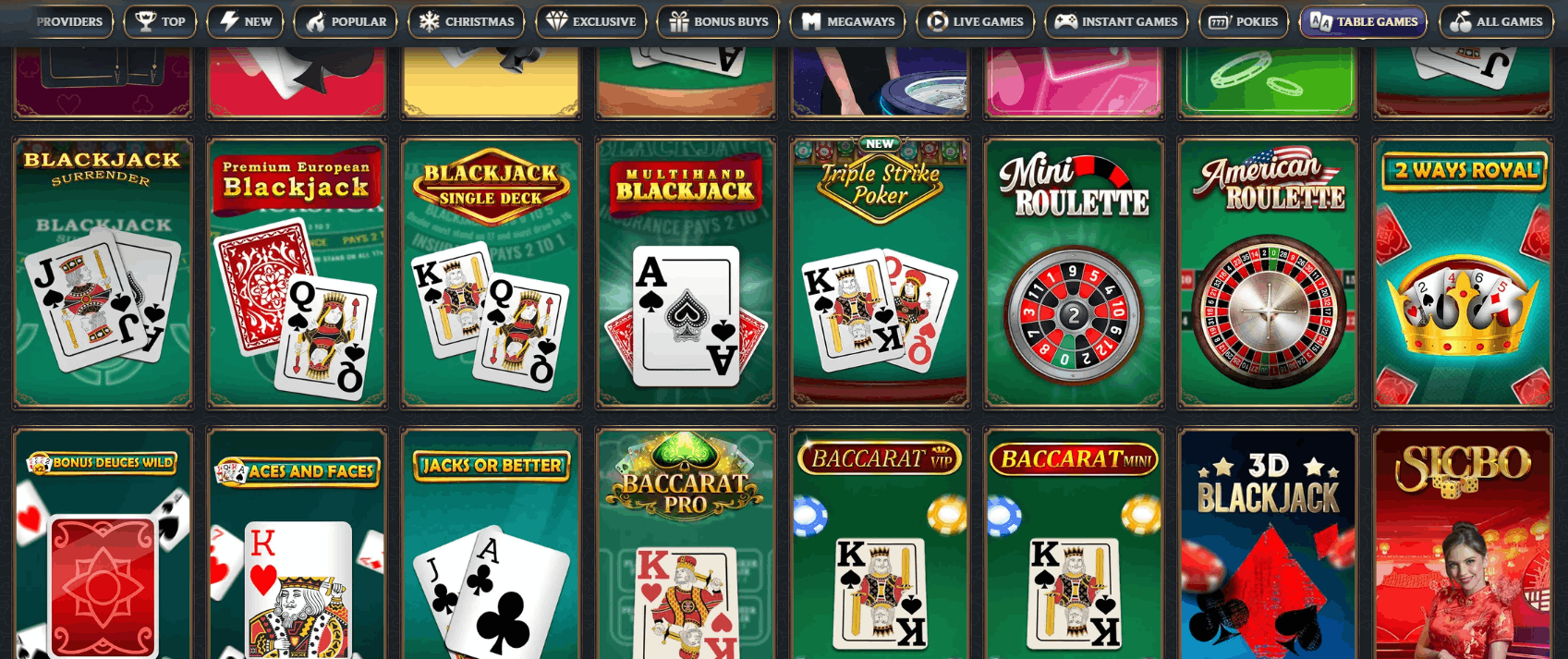 AstroMania Casino Table Games