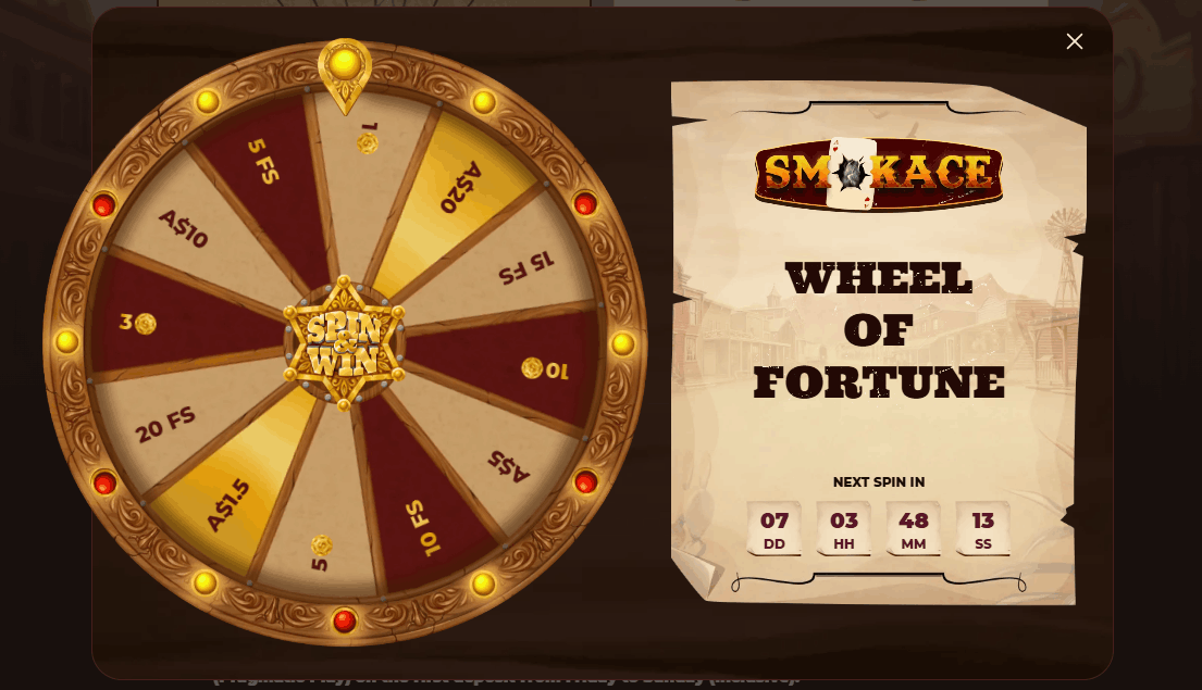 Smokace Casino Wheel of Fortune Bonuses