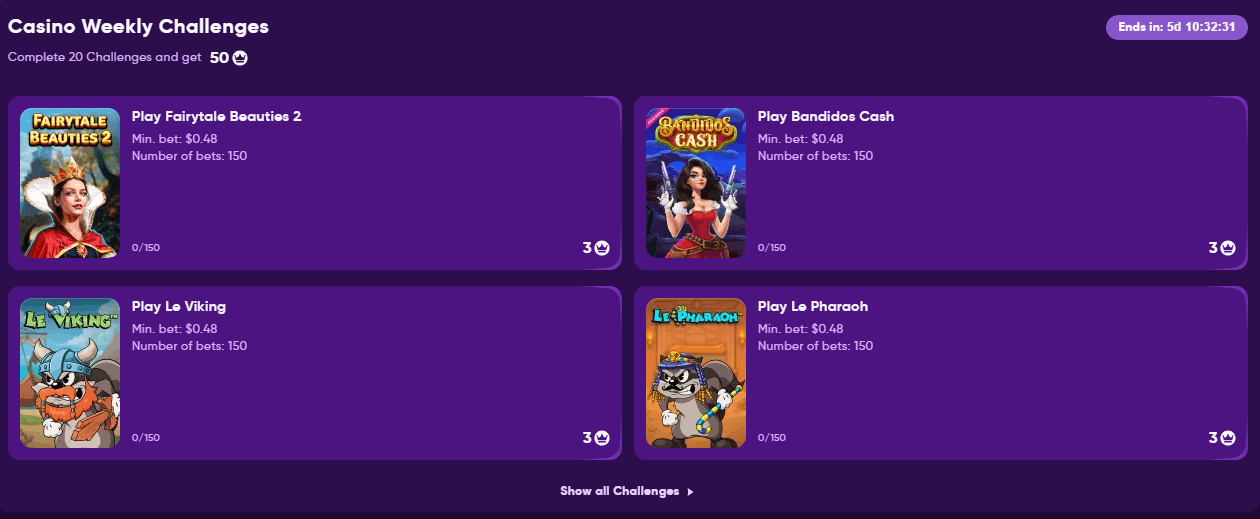 KingMaker Casino Challenges Bonus