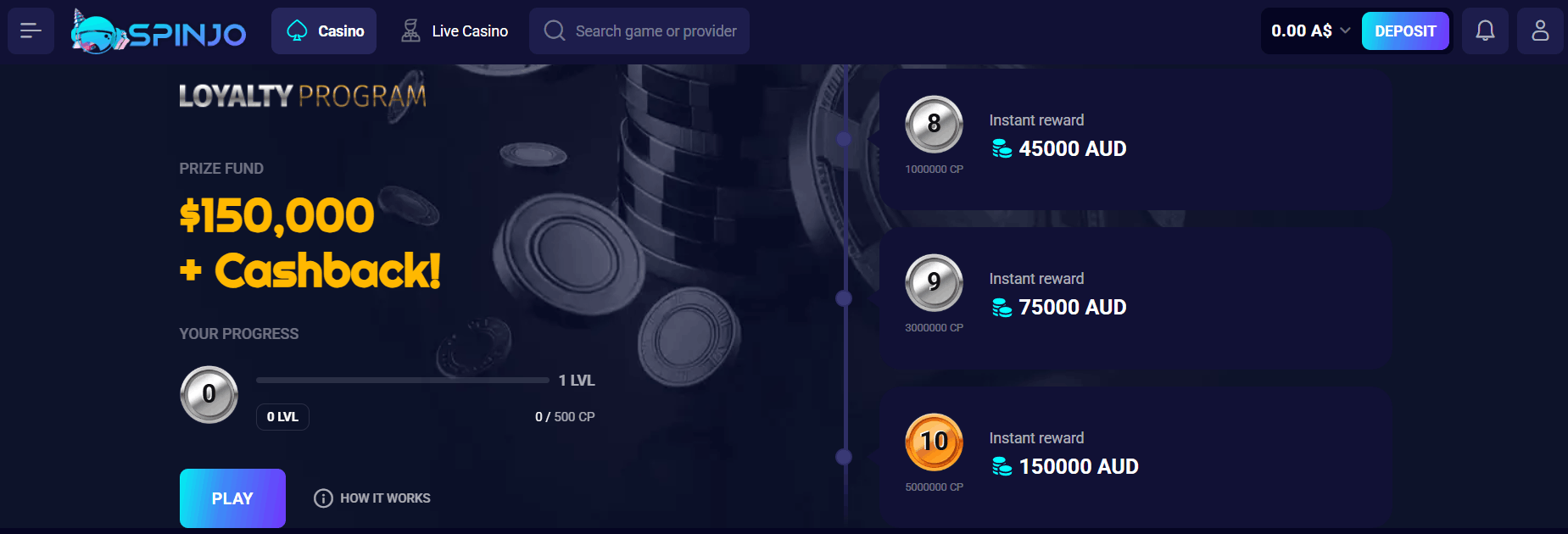 Spinjo Casino VIP Bonuses