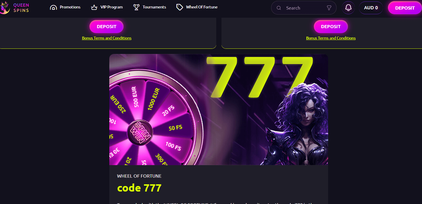 Queenspins Casino Wheel of Fortune