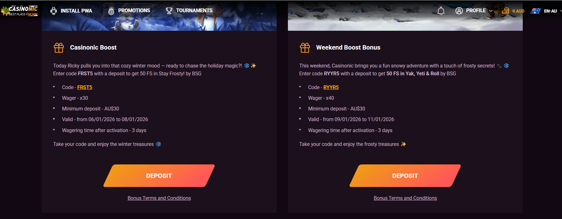 Casinonic weekly reload bonuses