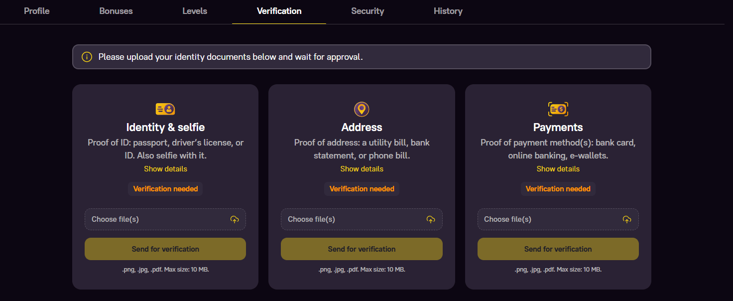 Zoome Casino KYC