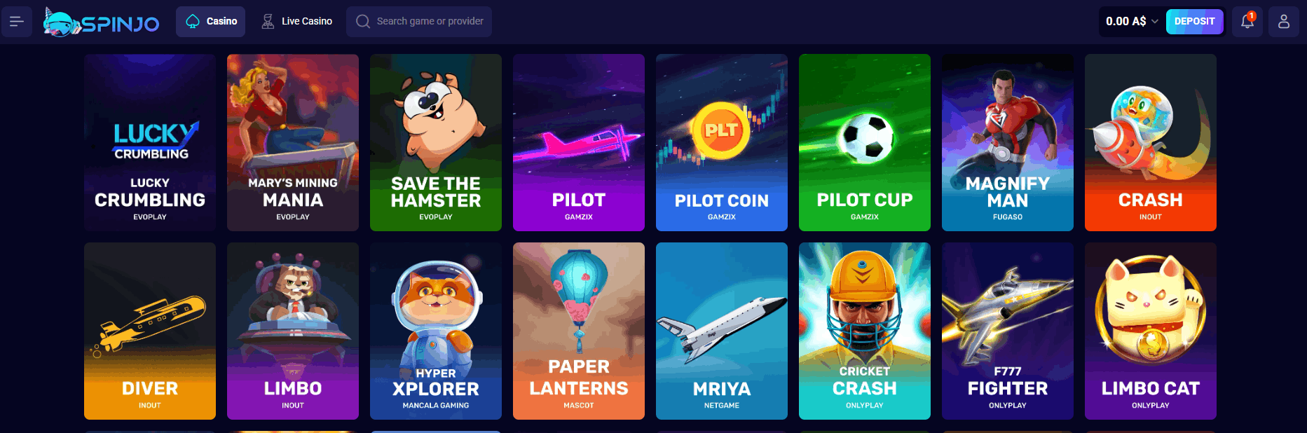 Spinjo Casino Real Money Crash Games