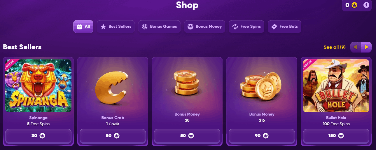 KingMaker Casino Bonus Shop