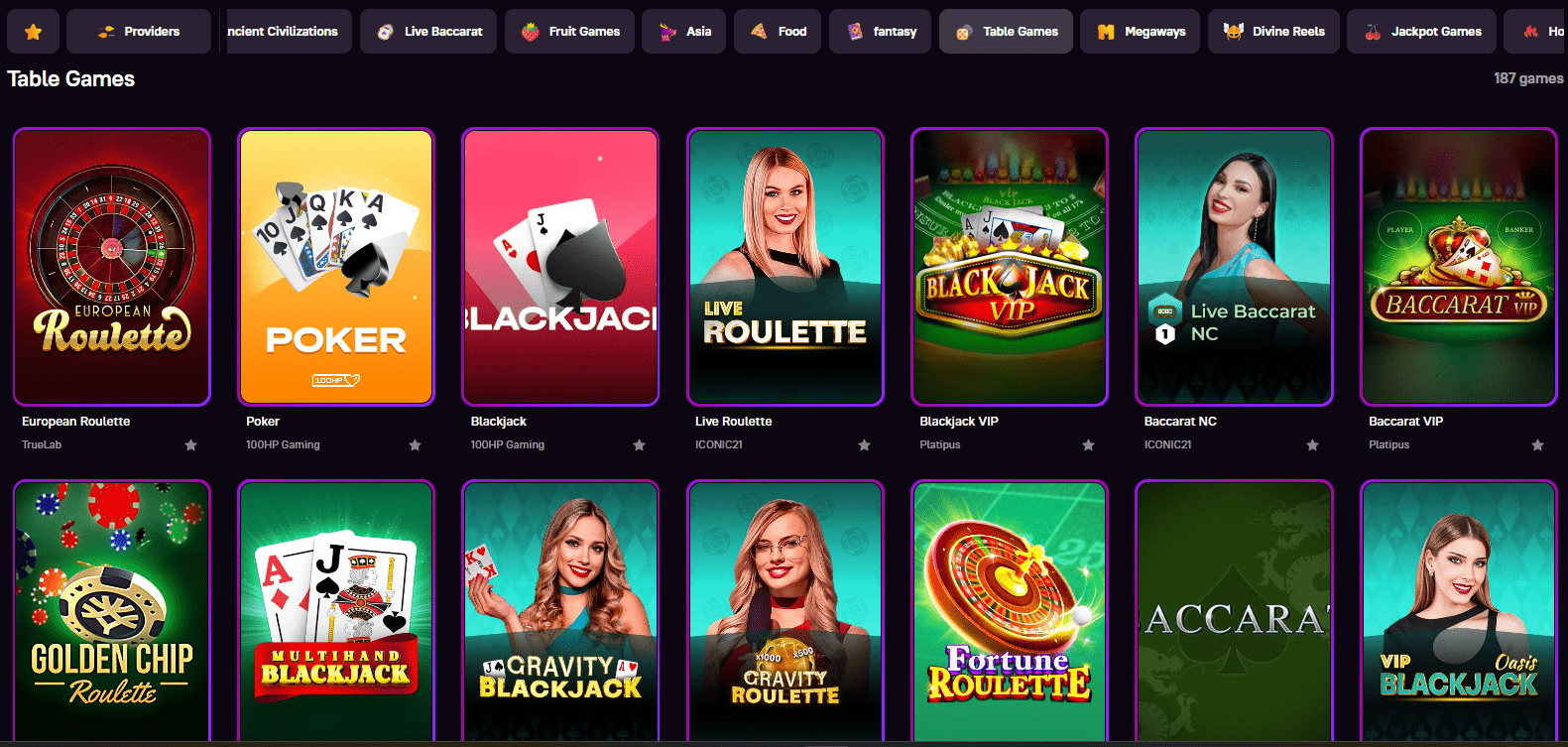 Zoome Casino Table Games