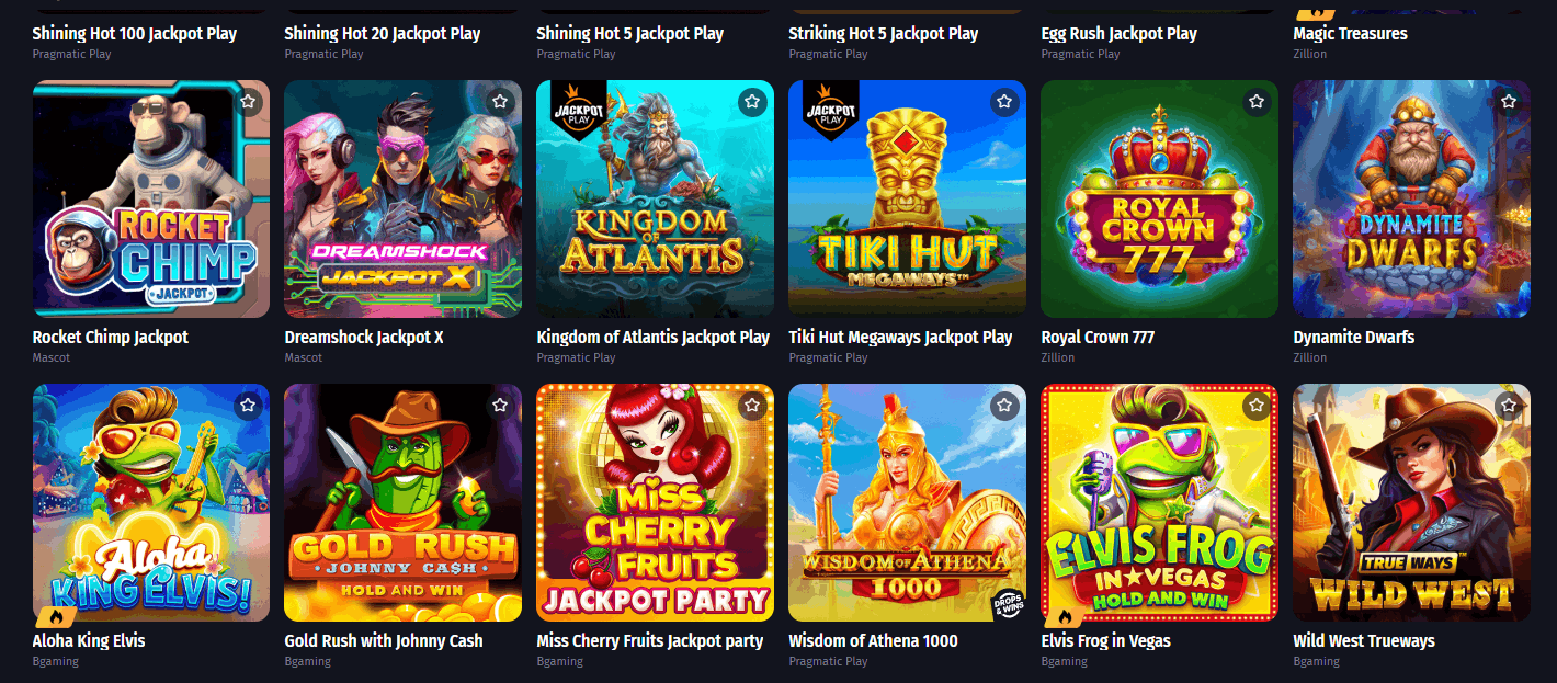 WinShark Casino Jackpot Games