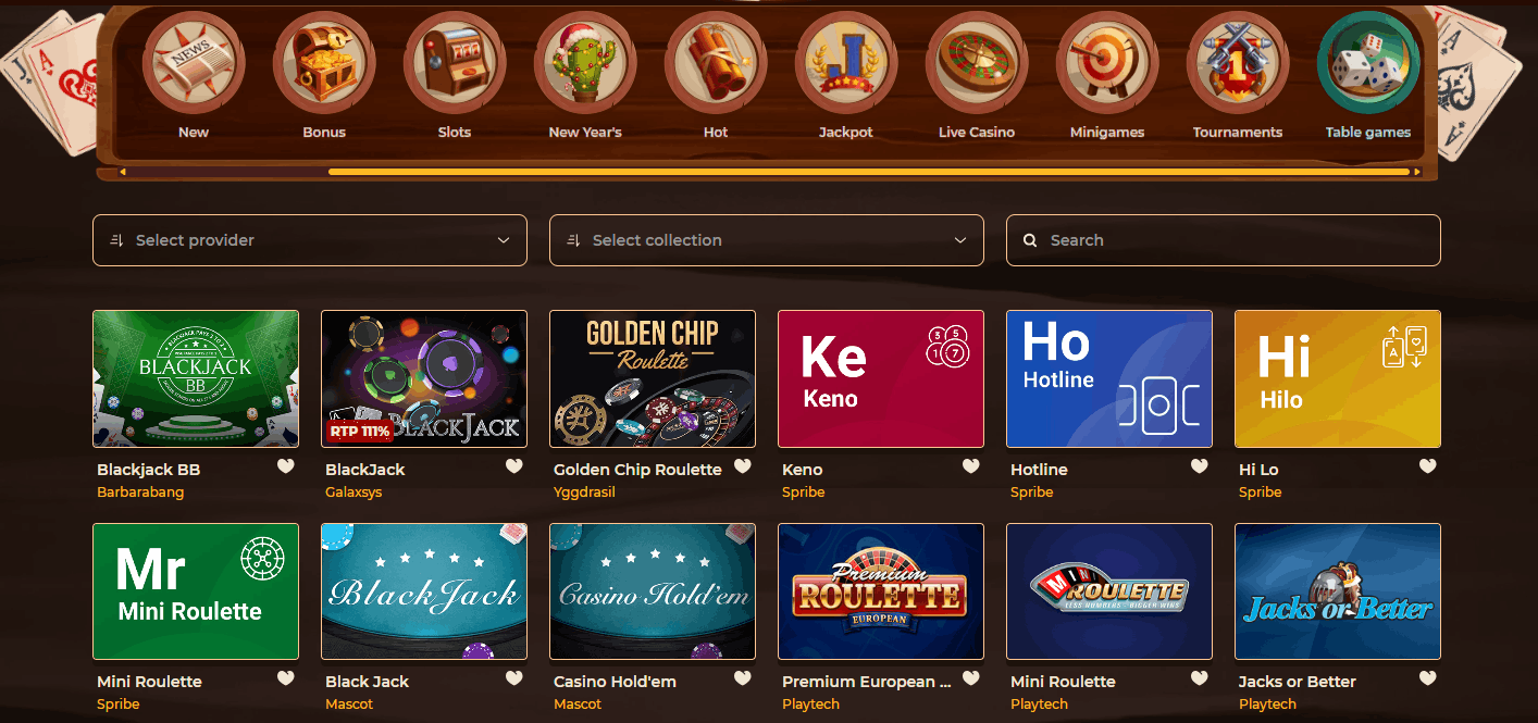 Smokace Casino Table Games