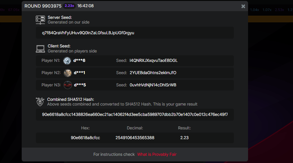 checking provably fair game seeds