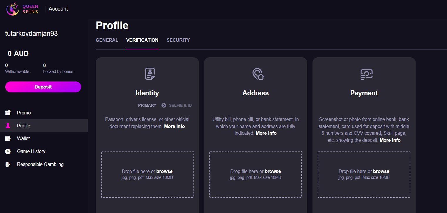 Queenspins Casino KYC requirements