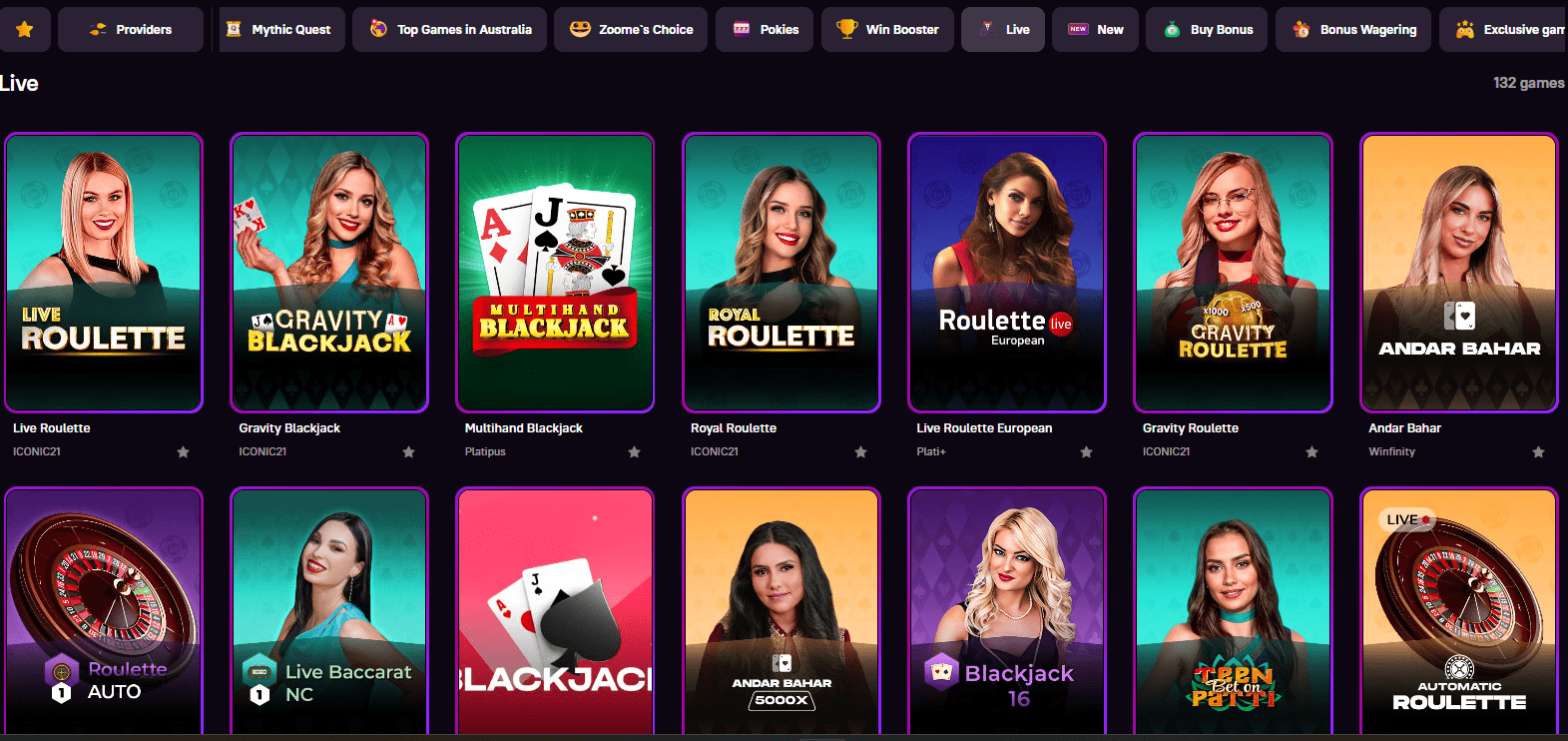 Zoome Casino Live Dealers Games