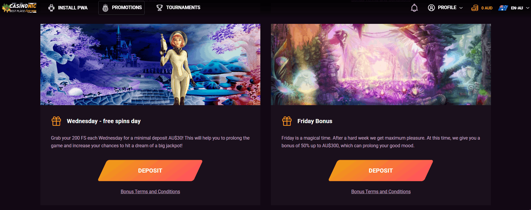 Casinonic reload bonuses