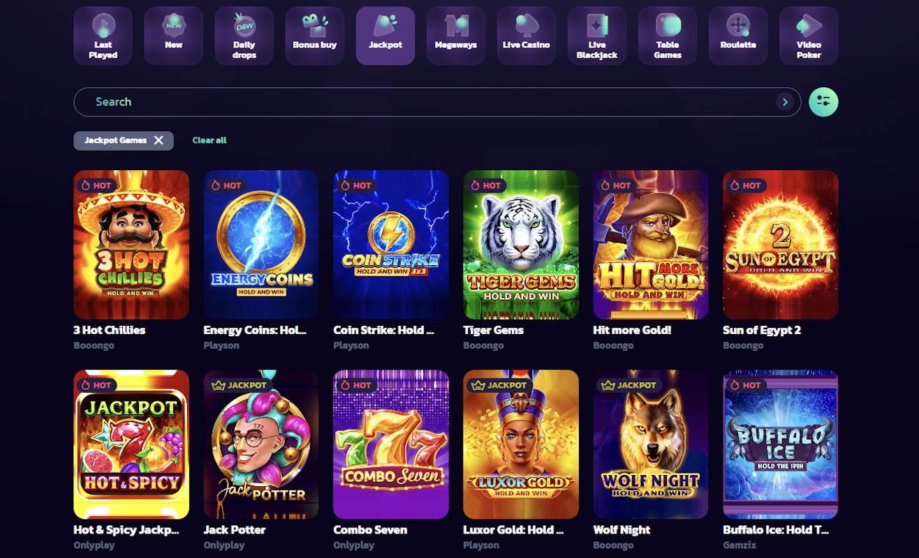 21Bit Casino jackpot games
