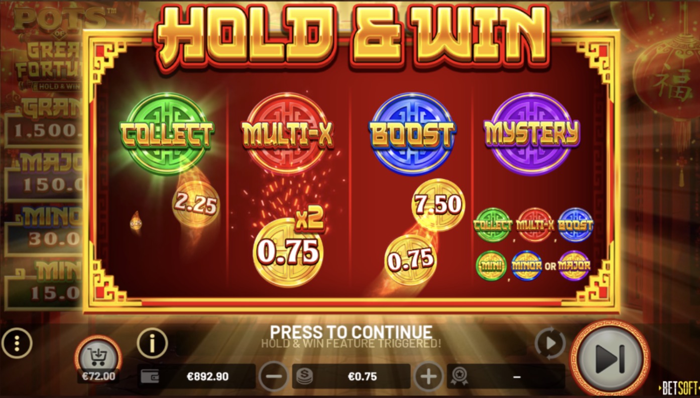Pots of Great Fortune: Hold and Win