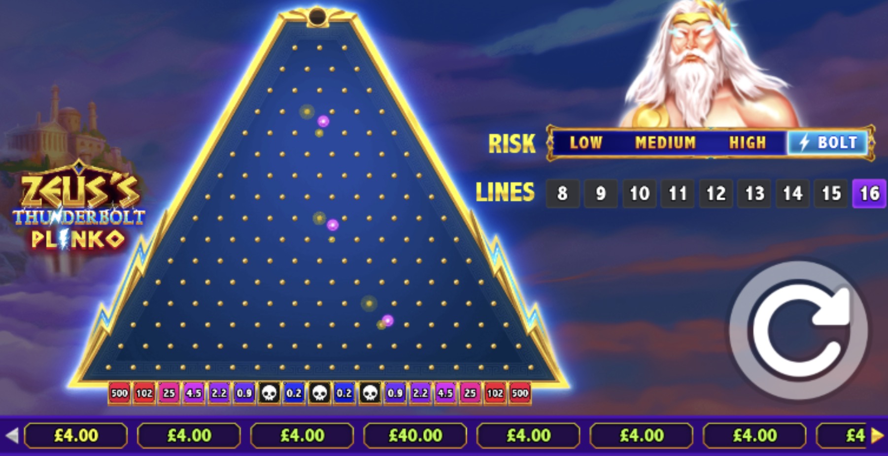 Zeus’s Thunderbolt Plinko by NetGaming