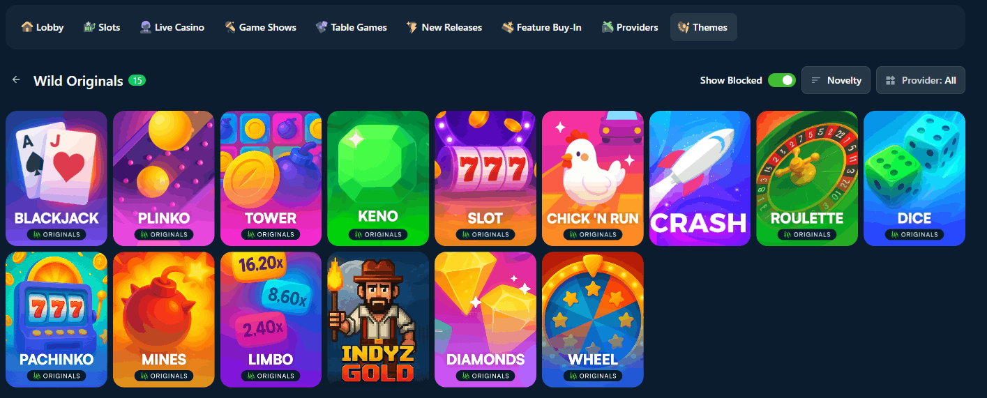 Wild.io Casino originals