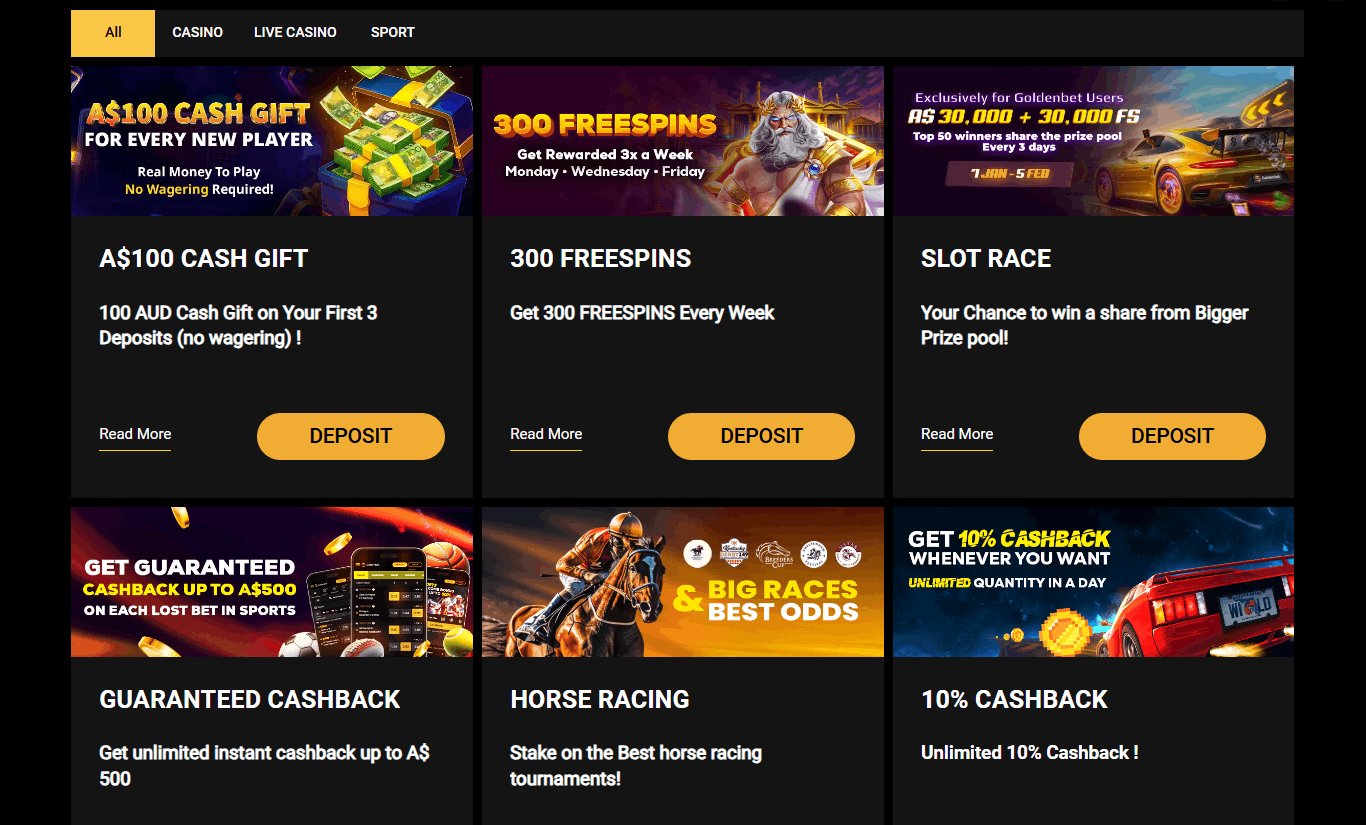Goldenbet Casino Bonuses