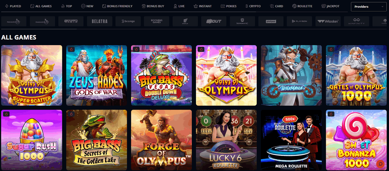 LamaBet Casino games lobby