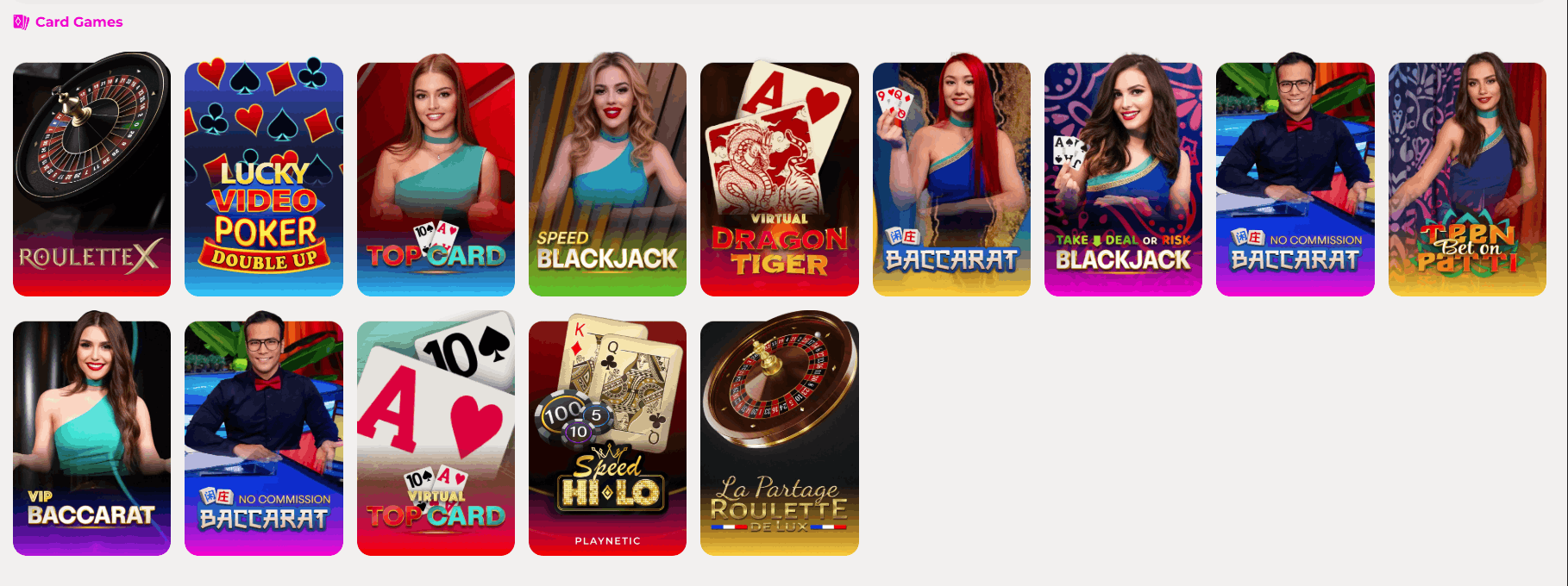 sweeps casino table games