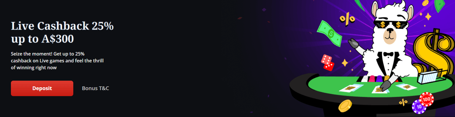 LamaBet Casino live cashback