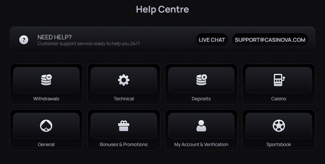 Casinova Casino Help Centre