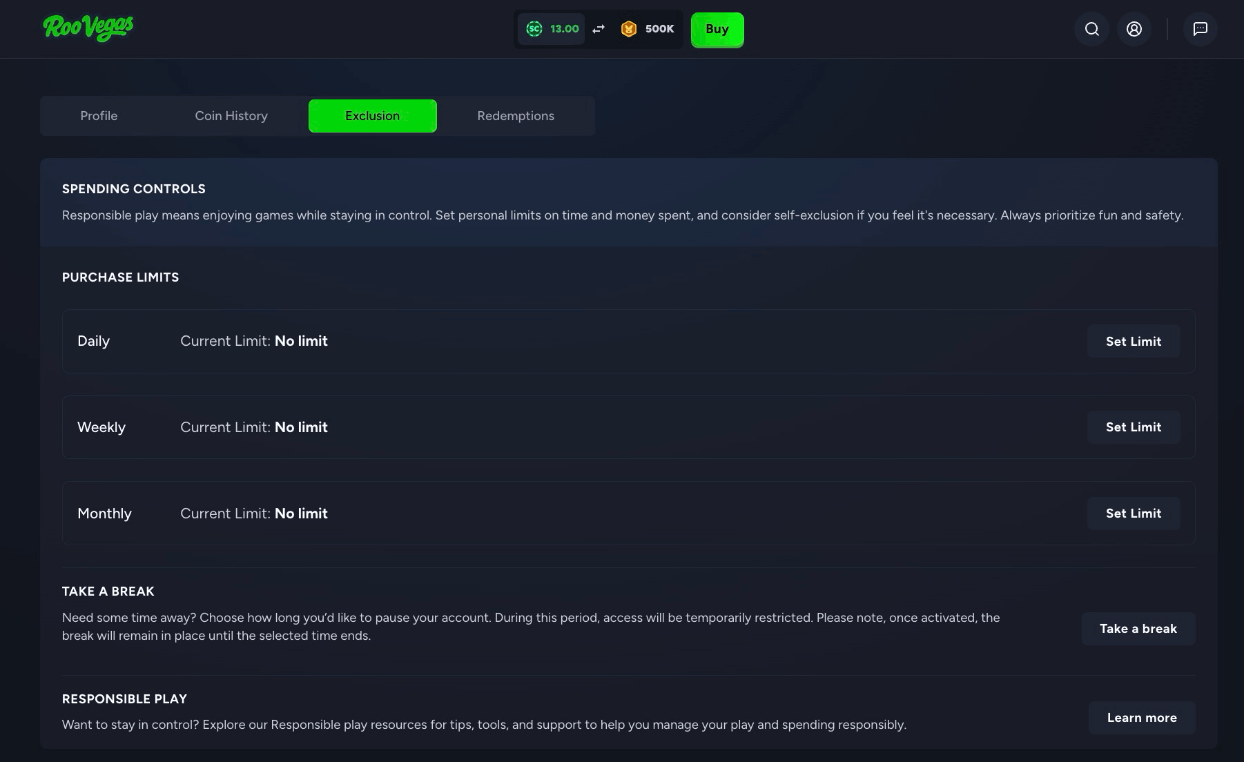 Roo Vegas responsible social gaming