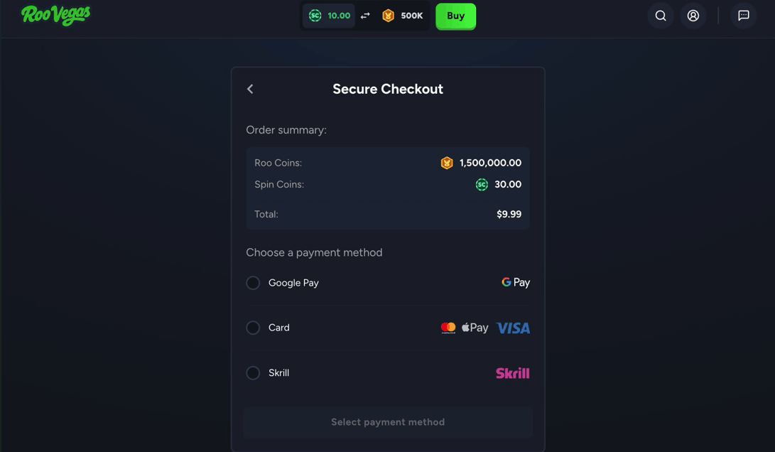 Roo Vegas Casino prize redemptions