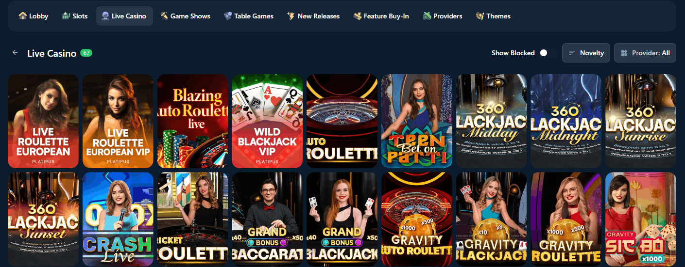 Wild.io Casino live dealers